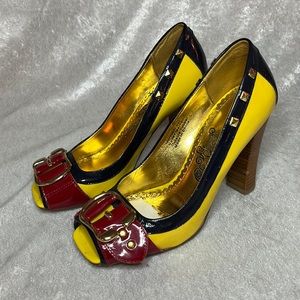 Naughty Monkey Patent Leather Peep Toe Heels